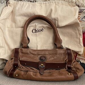 ⭐️COA⭐️ 🤎CHLOÈ RaRe Leather Maggie Frame Satchel Handbag w/dust-bag